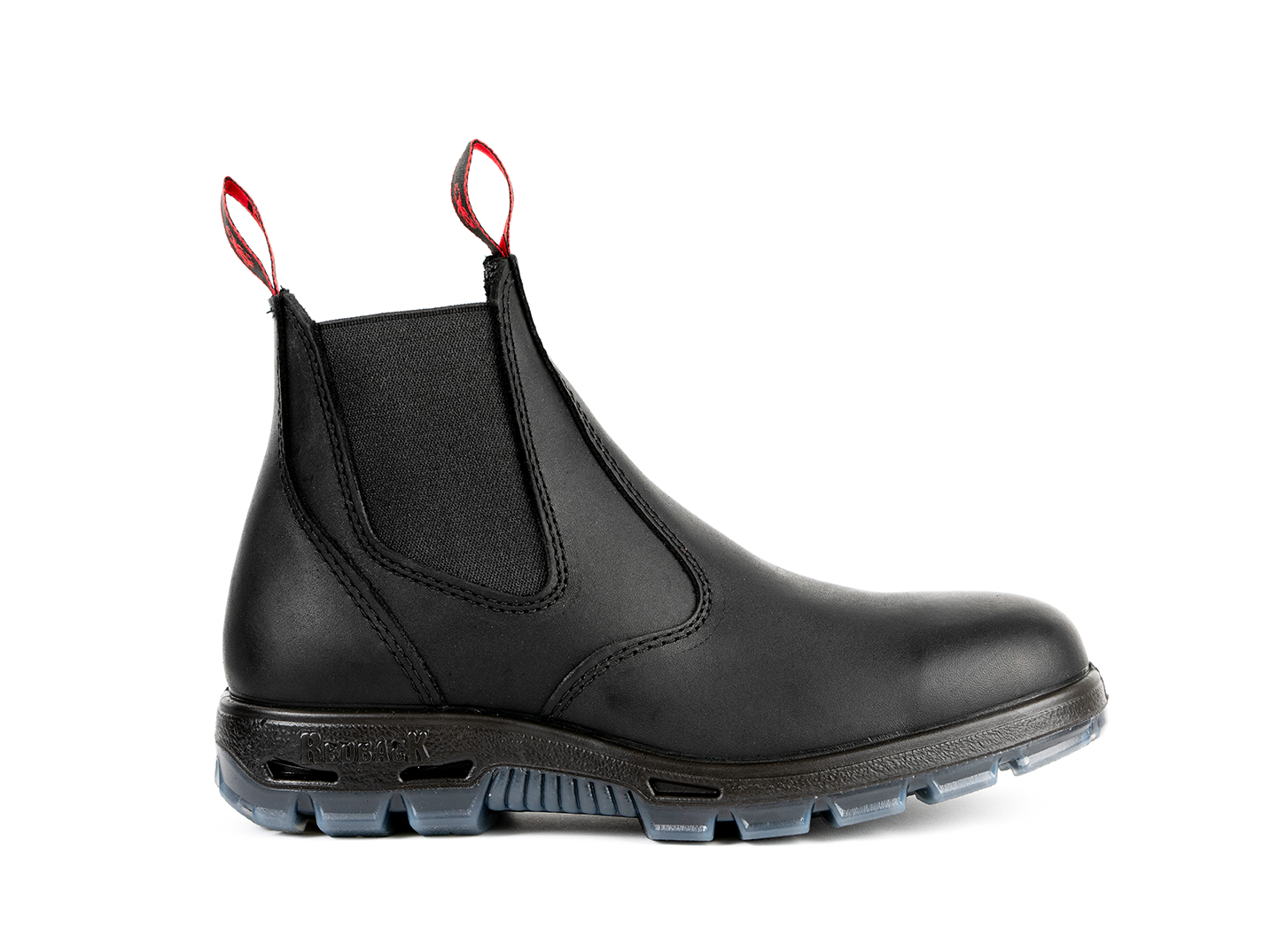 Redback Easy Escape Black Work Boots - Slip-Resistant Elastic Sided Comfort